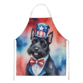 Scottish Terrier Patriotic American Apron Cooking Kitchen Server Baking Crafts Gardening for Adult Women Men, Unisex, Large, Multicolor
