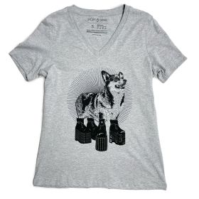Platform Corgi Womens T-shirt (Color: Heather Grey, size: L)